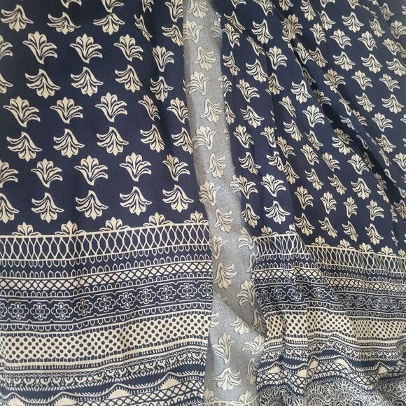 Band of Gypsies Dress Size L Boho Maxi Black White Smock Empire Straps Pocket - Picture 5 of 10